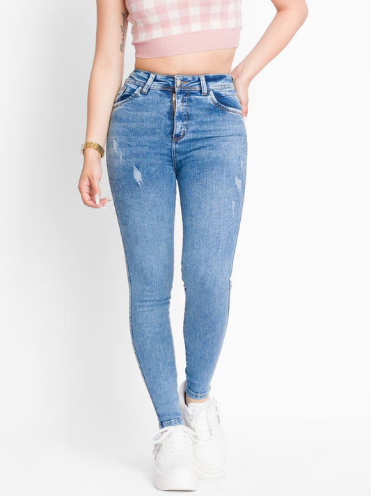 REF: DCN764P Jean Skinny stretch, tiro alto.