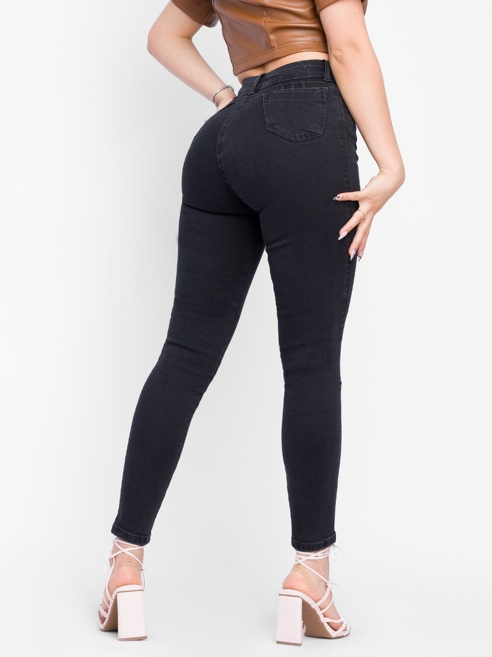 Ref: DCN742G Jean Skinny stretch, tiro alto, tono GRIS OSCURO