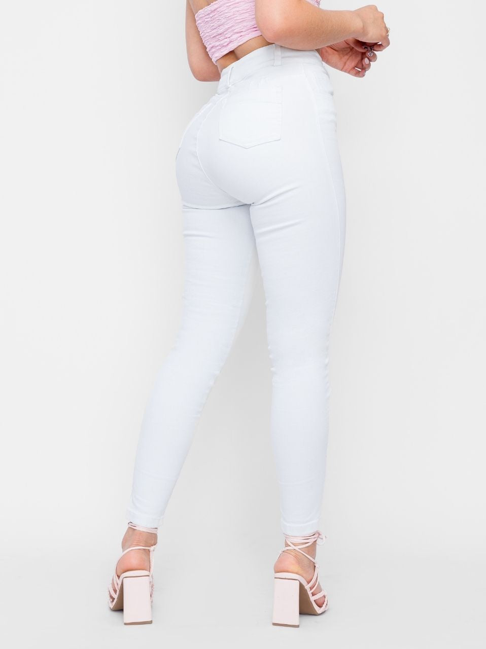 Ref: DCN751 Jean Skinny stretch, tiro alto.tono BLANCO