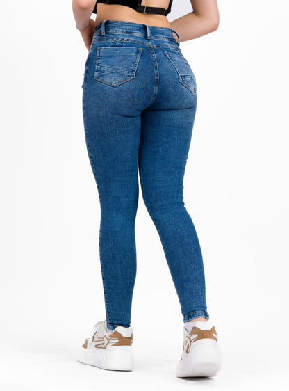 Ref: DCN766C Jean Skinny Stretch, Tiro Alto, Tono Claro